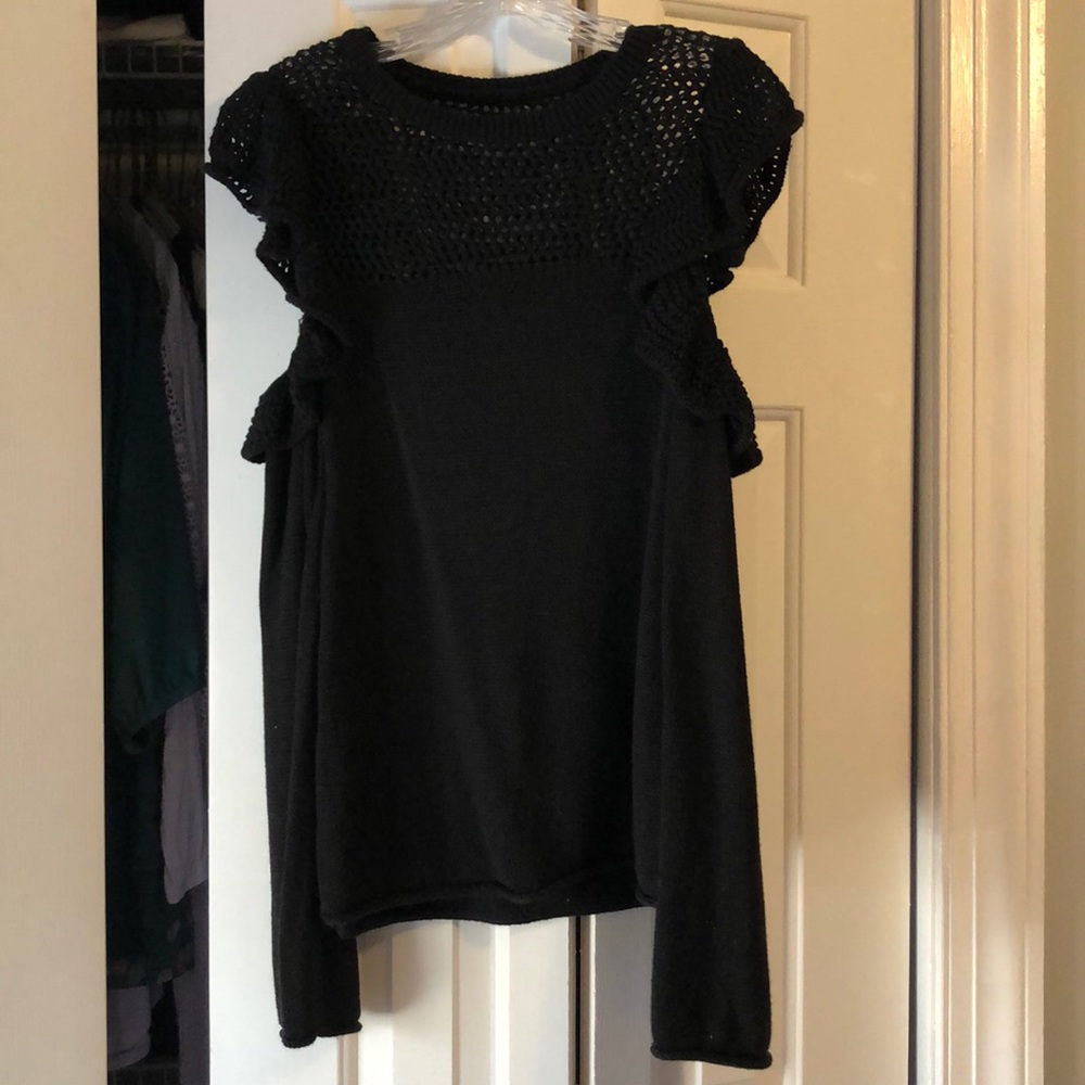 Maeve black cold shoulder sweater, small.